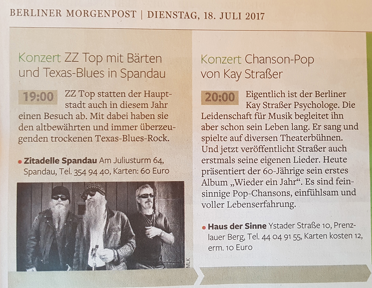 Kay Strasser – Tagestipp Morgenpost